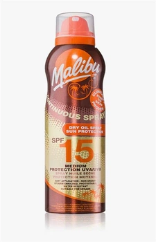 Солнцезащитное масло-бронзатор Malibu Continuous Spray Bronzing Tanning oil with Coconut SPF 15 Medium Protection 175мл