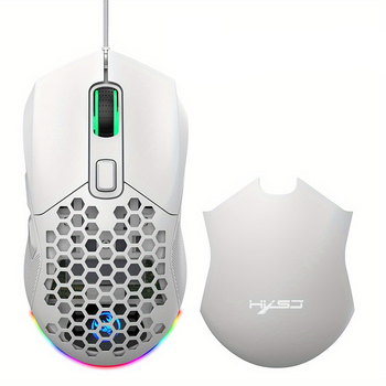 Игровая USB мышка HXSJ X300 с RGB подсветкой и сменной панелью 7200DPI Белая