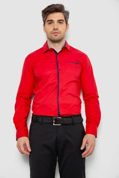 Сорочка чоловіча з довгим рукавом, колір червоний, 214R7009, 4XL