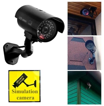 Муляж зовнішньої відеокамери Фейк з червоним LED Night Cam камера відеоспостереження (обманка) підроблений макет Чорний