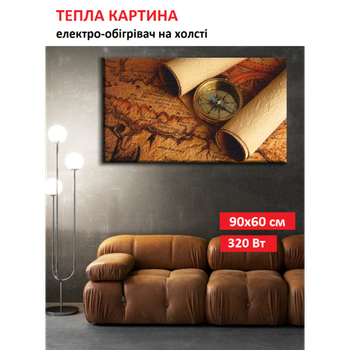 Картина-обогреватель "Компас и карта" на холсте Monocrystal 90x60 см 320 Вт