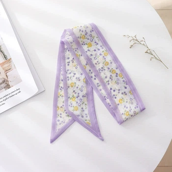 Хустинка-стрічка твіллі для волосся на шию на руку на сумку Honey Fashion Accessories фіолетовий (12-348/2)