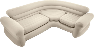 Надувний кутовий диван Intex з електричним насосом 257 x 203 x 76 см 68575-66640 Бежевий (5903890611712)