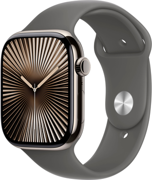 Смарт-годинник Apple Watch Series 10 GPS + Cellular 46mm Natural Titanium Case with Stone Grey Sport Band - S/M (MWY93QH/A)
