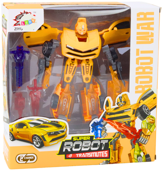 Auto-robot Lean Toys 2 w 1 sportowy z zestawem 3 sztuk broni Żółty (18777) (5905991022787)