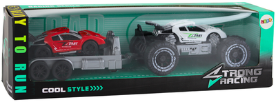 Zestaw zabawek Lean Toys Auto terenowe z lawetą Białe + Pojazd sportowy (17489) (5905991003199)