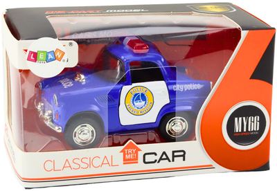 Autko policyjne Lean Toys klasyczne z napędem światłami i dźwiękami 1:38 Niebieski (20666) (5905991029540)