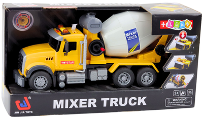 Ciężarówka betoniarka Lean Toys z obrotowym bębnem ze światłami i dźwiękami Żółta (21436) (5905991038320)