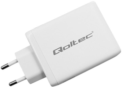 Ładowarka sieciowa Qoltec GaN 100W 5-20V 2x USB-C PD QC 3.0 White (5901878518268)