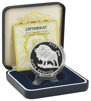 Монета Украина 10 гривен 2003 Серебро Proof Зубр (Ag 925, унция, 31.1 грамм)