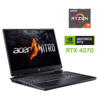 Ігровий ноутбук Acer Nitro 16 AN16-41-R53K / 16" (2560x1600) IPS / AMD Ryzen 7 7840HS (8 (16) ядер по 3.8 - 5.1 GHz) / 16 GB DDR5 / 512 GB SSD / nVidia GeForce RTX 4070, 8 GB GDDR6, 128-bit / WebCam б/в