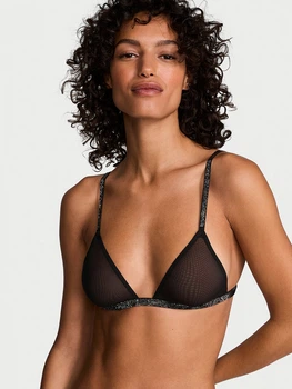 Бюстгальтер - Бралетт Victoria's Secret Sheer Shine Triangle Bralette М Чёрный (26984798)