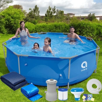 Круглий каркасний басейн Avenli 305 x 76 см для дорослих і дітей 19 в 1 для дому та саду із фільтром об'ємом на 4383 літри Синій