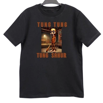 Футболка детская черная с принтом Tung Tung Tung Sahur Тун тун тун Сахур DM-15281 122 см