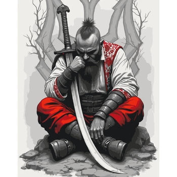 Картина по номерам, набір для розпису "Козак із шаблею" лак 40*50см, ART Craft, 10178-AC
