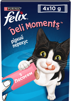 Ласощі для кішок Purina Felix Смачні моменти з лососем 4x10 г (8445291632639)