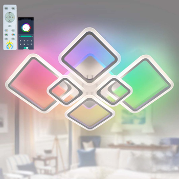 Управляемая светодиодная СМАРТ люстра ESLLSE OVAL RGB 120 Вт 7S APP 960x750x110мм Белая