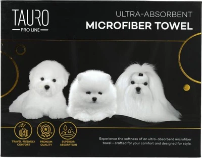 Рушник з мікрофібри Tauro Pro Line високопоглинальний з померанським шпіцем, мальтійською болонкою та бішоном фрізе 80 x 160 см (TPLRAN70317)
