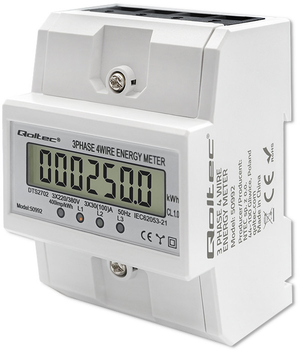 Trójfazowy elektroniczny licznik Qoltec 50992 (5901878509921)