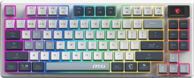 Клавіатура механічна MSI FORGE GK600 TKL W SKY UA 104key, механічний Linear, USB-A, Wireless, Bluetooth, EN/UKR/RU, RGB, білий 309666