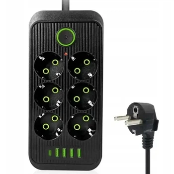Электрический удлиннитель (8×220В+4×USB+1×Type-C), Self QL-1075U, универсальный удлинитель с юсб 3 м Черный (013s)