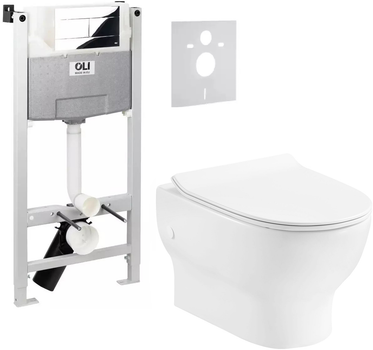 Инсталляция Oli 120 888781 с панелью смыва Slim 659044 хром и звукоизолирующей прокладкой + унитаз Devit Fresh с сиденьем Soft Close дюропласт 3120121