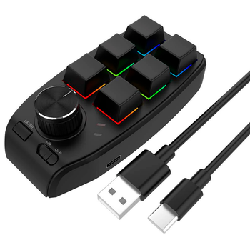Программируемая клавиатура BauTech Bluetooth на 6 клавиш с регулятором и RGB подсветкой Чёрный (1012-189-01)