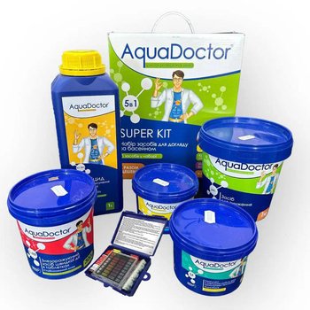 Стартовий набір засобів догляду за басейном 5в1 AquaDoctor Super Kit + Тестер для води Набір хімія для басейну (DS998)
