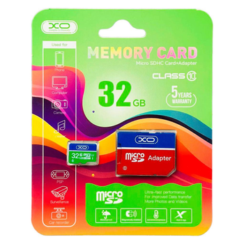 Карта памяти XO microSDHC 32Gb (UHS-1 U1) (Class 10) (R-90 Mb/s, W-10 Mb/s) + Adapter SD