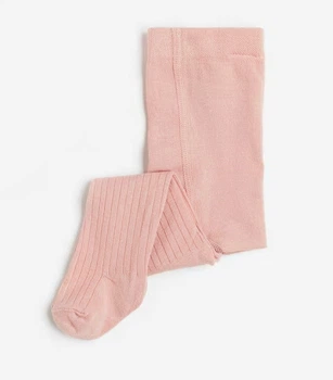 Колготки трикотаж хлопковые в рубчик для девочки H&M 1081651-013-1 050-56 см (0-2 months) Розовый