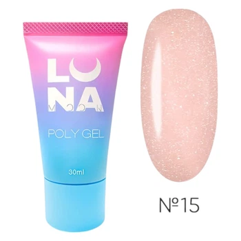 Полигель LUNAmoon для наращивания Poly Gel №15, персиковый с шиммером, 30 мл