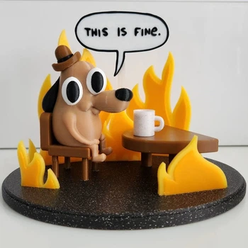 Фігурка Мем This is Fine Dog, Все добре, Собака у вогні. Aivory