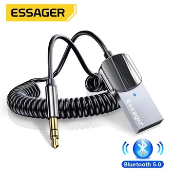 Bluetooth 5.0 ресивер Essager USB to 3.5mm Aux Adapter Car Wireless Receiver Jack Audio Music Mic Handsfree Car Kit Speaker Transmitter микрофон|свободные руки EBTEB01-JS0A Grey