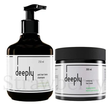 Набор для стимуляции роста и восстановления волос Deeply: Шампунь Deeply Anti Hair Loss Shampoo 250мл + Восстанавливающая маска Deeply Restoring Hair Mask 300мл для возвращения блеска и мягкости