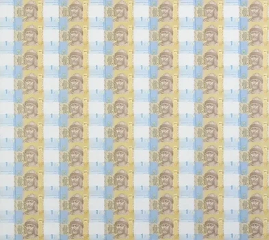 Нерозрізаний лист із банкнот НБУ номіналом 1 грн