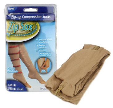 Компрессионные гольфы Zip Socks на молнии телесные L/XL 92% нейлон 8% спандекс