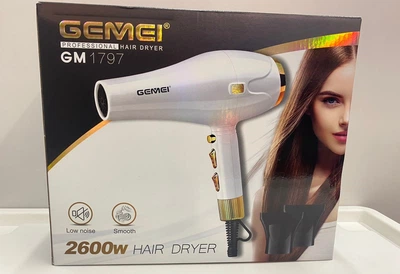 Фен для волос GEMEI GM-1797 мощность 2600 Вт 2 скорости воздушного потока