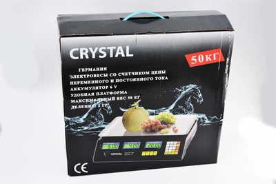 Электровесы Crystal CR-50KG со счетчиком цены 50 кг 6v 2 г