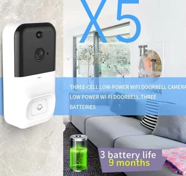 Домофон WiFi X5 Smart Doorbell видеодомофон 1Mp 1280x720P ИК подсветка