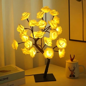 Светодиодное дерево "Желтые Розы" 50 см 24 LED USB мягкое освещение