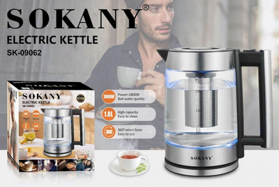 Електрочайник SOKANY SK-09062, 1.8 л, 1800 Вт