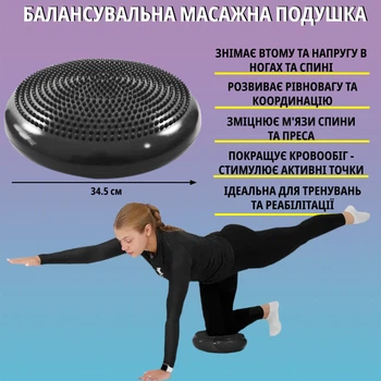 Балансувальна подушка (диск) масажна для йоги та фітнесу (масажер для ніг/стоп/тіла) OSPORT (OF-0058) Чорний