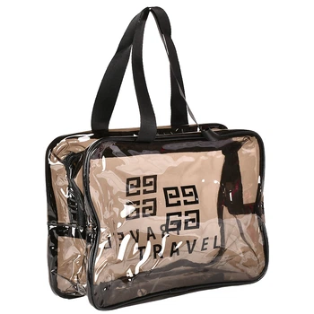 Косметичка дорожная Stenson Travel 27х10х19 см, 2 ручки, 1 отделение Прозрачный с черным (R97538)