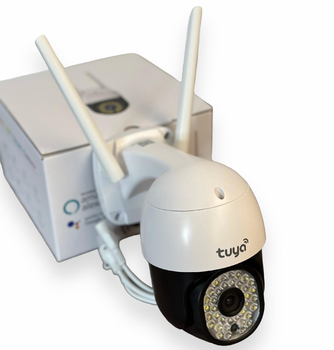 Уличная камера для наружного видеонаблюдения с записью TY TUYA Wifi Smart Camera C18 беспроводная белая (6525)