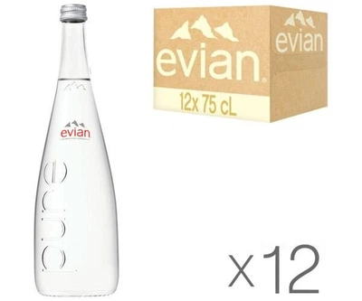 Упаковка негазированной минеральной воды Evian, 12 шт. х 0,75л, стекло
