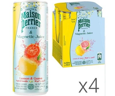 Упаковка минеральной газировки со вкусом Лимона и Гуавы Maison Perrier Magnetic Juice, 4 шт. х 0,25 л, ж/б