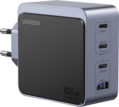 Мережевий зарядний пристрій UGREEN Nexode Air USB-A+3xUSB-C 100W GaN Tech Fast Charger Space Gray (X565)