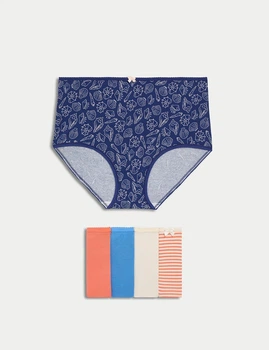 Набір трусиків Marks&Spencer модель Full briefs высокая посадка 5 шт 14(42) bright orange різнокольоровий 0127