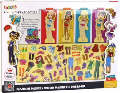 Puzzle magnetyczne Lean Toys Lalki do stylizacji ubrań 65 elementów 17491 (5905991003212)