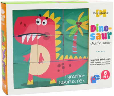 Zestaw Puzzle edukacyjnych Lean Toys Kostki Dinozaury 6w1 9 elementów 17925 (5905991007753)